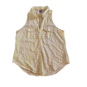 Aerie Plaid Sleeveless Button Up Blouse Yellow Size Medium